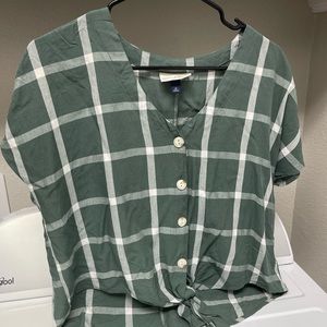 Vintage Threads plaid green and white cropped top